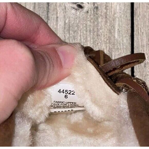 Minnetonka Slippers Womens Size 6 Brown Faux Fur Lined Fabric Britt Trapper - Picture 8 of 9